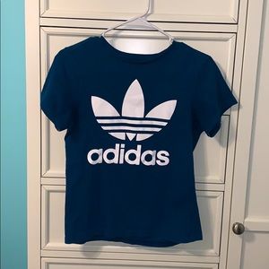 adidas youth trefoil dark blue tee